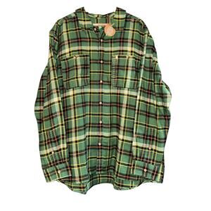 New Dip Green Plaid Button Up Shirt Men's 2XL Tall Pockets Utility Outdoors Warm